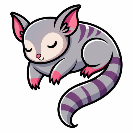 Flying Lemur sleeps kawaii. AI generated image. Clipart cartoon design iconのイラスト素材