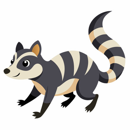 Flying Lemur walks kawaii. AI generated image. Clipart cartoon design iconのイラスト素材