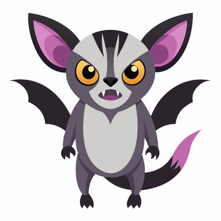 Flying Lemur angry kawaii. AI generated image. Clipart cartoon design iconのイラスト素材