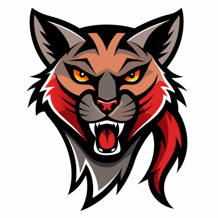 Fossa lynx angry kawaii. AI generated image. Clipart cartoon design iconのイラスト素材