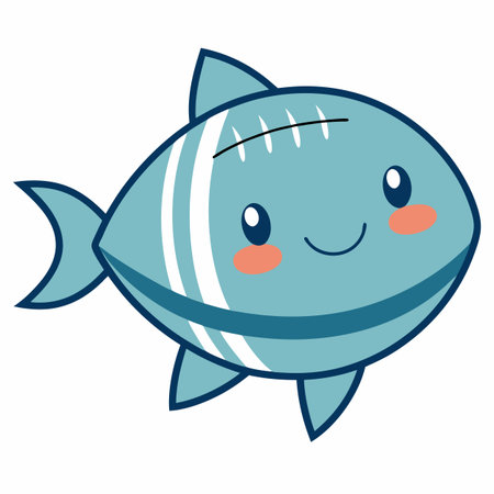 Football Fish smiles kawaii. AI generated image. Clipart cartoon design iconのイラスト素材