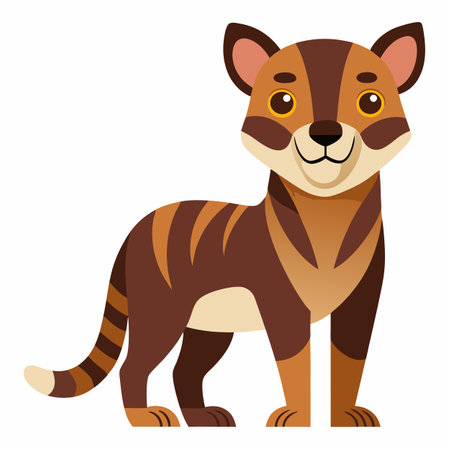 Fossa lynx goes kawaii. AI generated image. Clipart cartoon design iconのイラスト素材