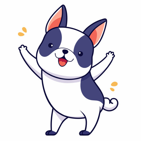 French Bulldog dog dancing kawaii. AI generated image. Clipart cartoon design iconのイラスト素材