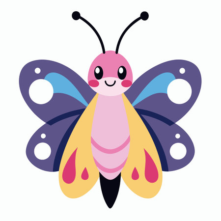 Fritillary Butterfly cries kawaii. AI generated image. Clipart cartoon design iconのイラスト素材