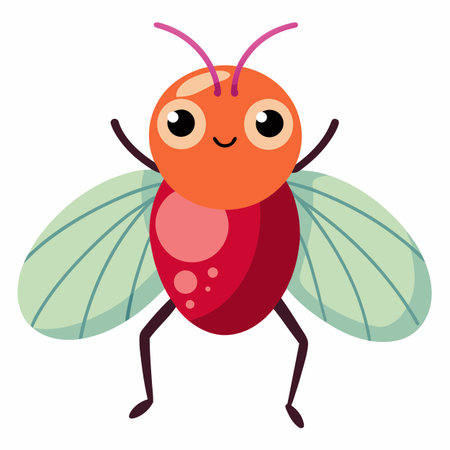 Fruit Fly goes kawaii. AI generated image. Clipart cartoon design iconのイラスト素材