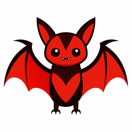 Galapagos Red Bat sleeps kawaii. AI generated image. Clipart cartoon design icon
