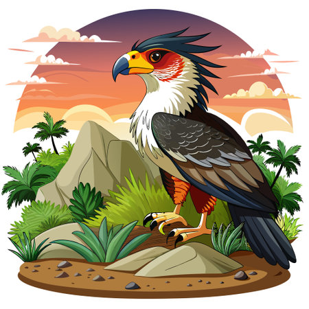 Caracara bird furious lies bank vector. AI generated image. Clipart cartoon design iconのイラスト素材