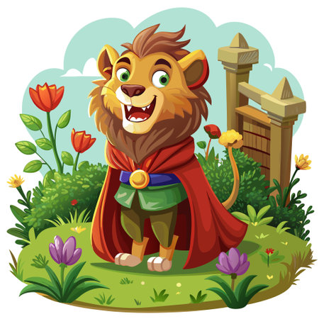 Cape Lion useful smiles garden vector. AI generated image. Clipart cartoon design iconのイラスト素材