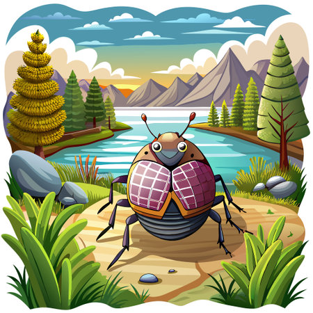 Carpet Beetle despicable looks lake vector. AI generated image. Clipart cartoon design iconのイラスト素材