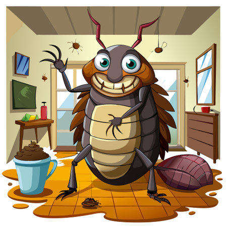 Carrion Beetle disgusting smiles room vector. AI generated image. Clipart cartoon design iconのイラスト素材