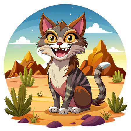 Caspian Tiger in shock screams garden vector. AI generated image. Clipart cartoon design iconのイラスト素材