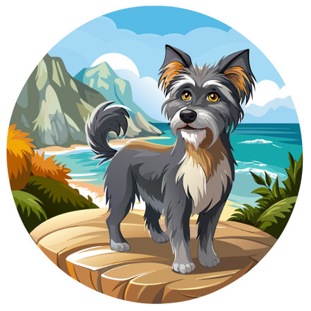 Cesky Fousek dog ardent stay ocean vector. AI generated image. Clipart cartoon design iconのイラスト素材
