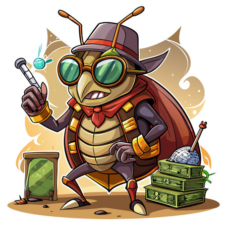 Cigarette Beetle bug cheating stay bank vector. AI generated image. Clipart cartoon design iconのイラスト素材