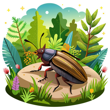 Click Beetle bug soft lies garden vector. AI generated image. Clipart cartoon design iconのイラスト素材
