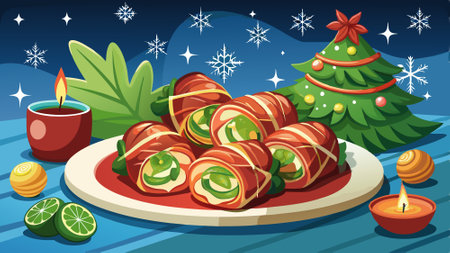 Festive bacon brussels sprouts. AI generated. Vector iconのイラスト素材