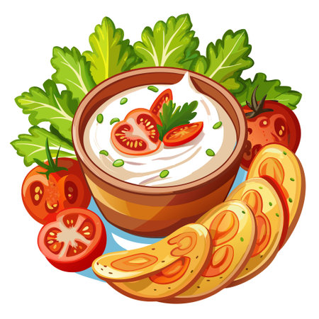 Creamy bacon lettuce and tomato dip. AI generated. Vector iconのイラスト素材