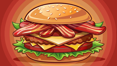 Delicious Cheeseburger with Bacon and Lettuce. AI generated. Vector iconのイラスト素材