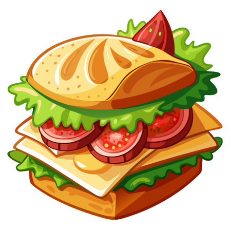 Delicious Avocado, Bacon and Cheese Sandwich. AI generated. Vector iconのイラスト素材