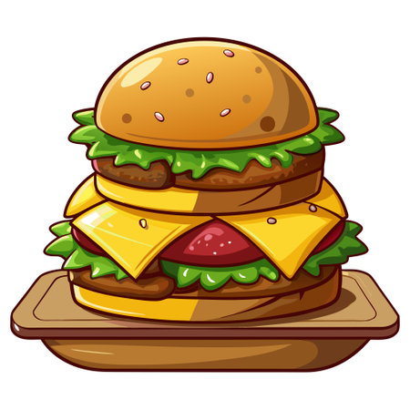 Beef sliders with cheese and served on a bun. . AI generated. Vector iconのイラスト素材