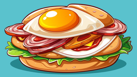 Gourmet Breakfast Sandwich with Bacon and Egg. AI generated. Vector iconのイラスト素材