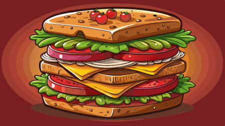 Deliciously stacked sandwich ready to be savored. AI generated. Vector iconのイラスト素材