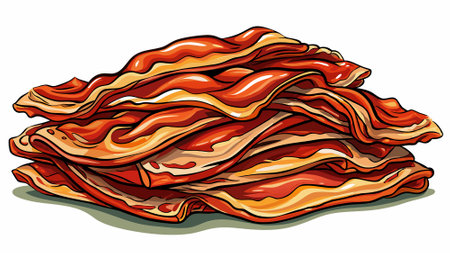 A pile of bacon sitting on top of a white surface. AI generated. Vector iconのイラスト素材