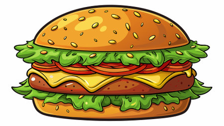 Delicious Pesto Burger isolated on white background. AI generated. Vector iconのイラスト素材