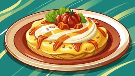 A plate of mashed potatoes with bacon and cheese on top. AI generated. Vector iconのイラスト素材