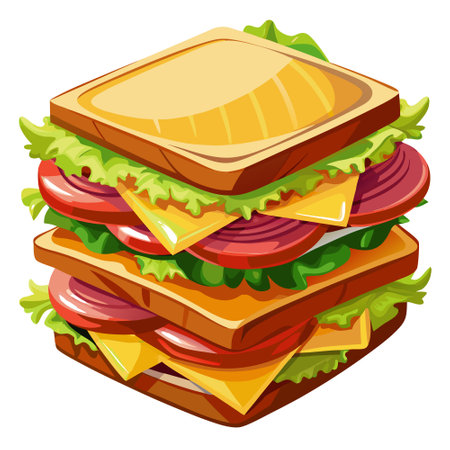 Delicious meal club sandwich isolated on white background. AI generated. Vector iconのイラスト素材