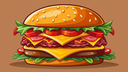 Delicious gourmet burger with double meat cheese and bacon. AI generated. Vector iconのイラスト素材