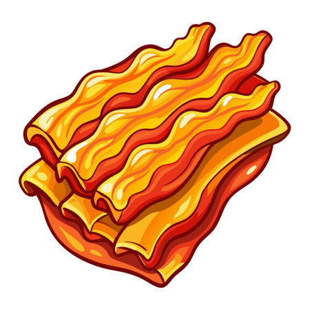 Fried bacon fried food isolated on a transparent background. AI generated. Vector iconのイラスト素材