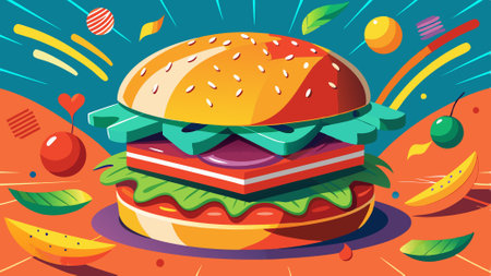 Abstract illustration of a hamburger on a solid background.. AI generated. Vector iconのイラスト素材