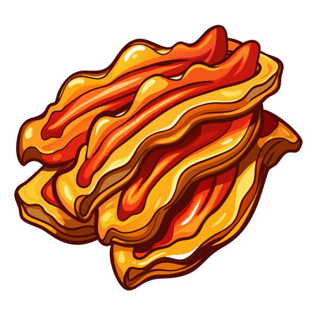 Fried bacon cut out. Isolated fried bacon on transparent background. AI generated. Vector iconのイラスト素材