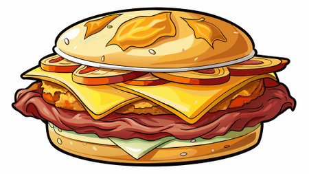 Biscuit sandwich with bacon, egg and cheese isolated on a white background. AI generated. Vector iconのイラスト素材