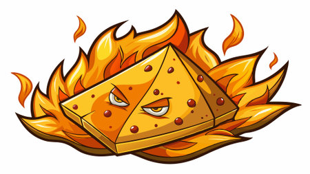 Burnt tortilla chip isolated on white background, food waste concept for designer. AI generated. Vector iconのイラスト素材