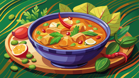 Chicken mussaman curry. AI generated. Vector iconのイラスト素材