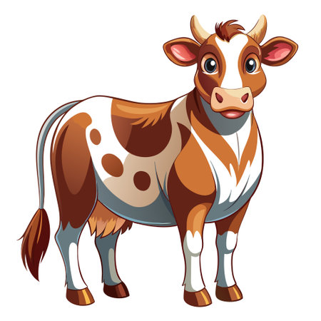 Cow on white background. AI generated. Vector iconのイラスト素材