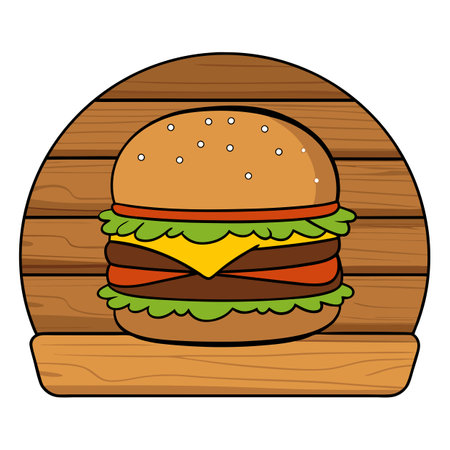 Cheese burger on wooden background. AI generated. Vector iconのイラスト素材