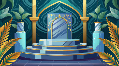 Elegant marble stone product podium with. AI generated. Vector iconのイラスト素材