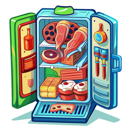 Human meat in a refrigerator. AI generated. Vector iconのイラスト素材