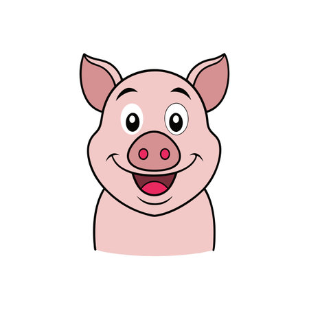 A pig with pink snout looking into the camera. AI generated. Vector iconのイラスト素材