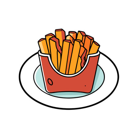 Cheesy bacon fries on a plate copy space image. AI generated. Vector iconのイラスト素材