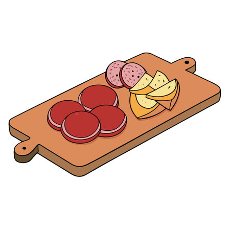 Cold cut sliced deli meats on charcuterie board. AI generated. Vector iconのイラスト素材