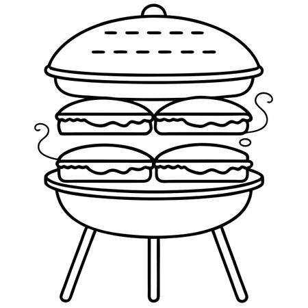 Grill with hamburgers. AI generated. Vector iconのイラスト素材