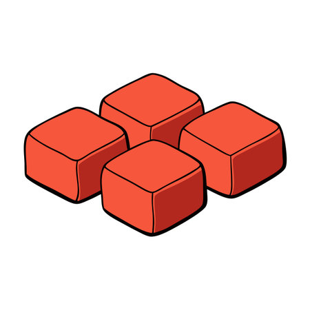 Set of tuna cubes isolated. AI generated. Vector iconのイラスト素材
