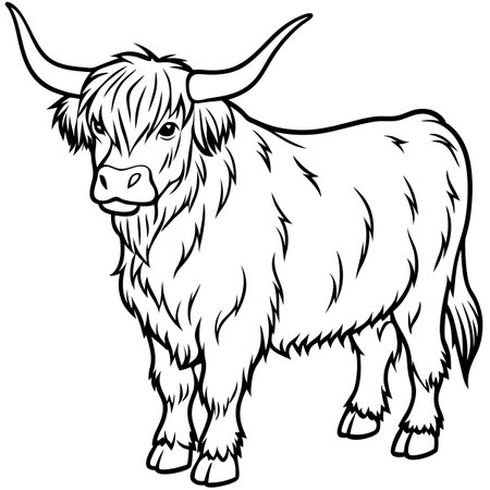 Highland cattle isolated. AI generated. Vector iconのイラスト素材
