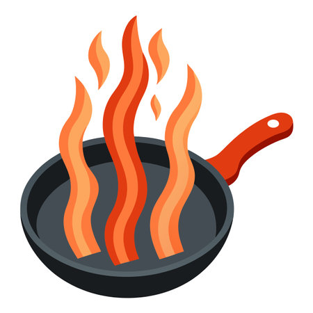 Crispy bacon strips in frying pan.. AI generated. Vector iconのイラスト素材
