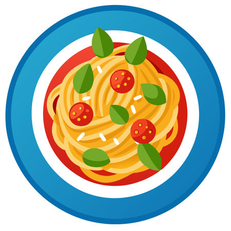 Delicious Italian Pasta Plate. AI generated. Vector iconのイラスト素材