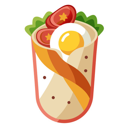 Breakfast Burrito with Bacon, Eggs, and Avocado. AI generated. Vector iconのイラスト素材
