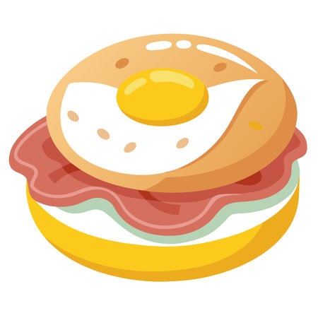 A bacon, egg and cheese sandwich on a bagel, AI. AI generated. Vector iconのイラスト素材